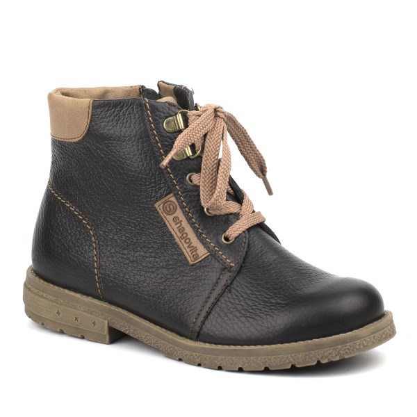 Ботинки 55133-1.черный+светло-коричневый Детская обувь Шаговита